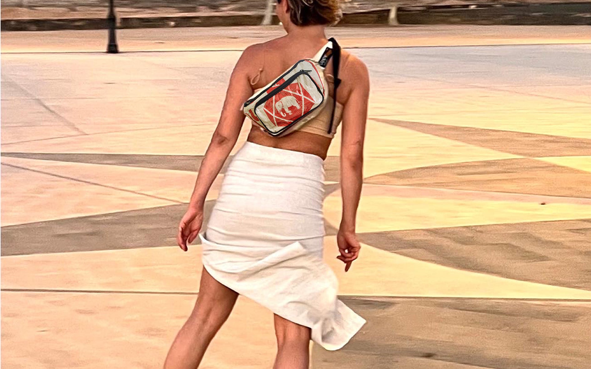 Recycled material bumbags with prints