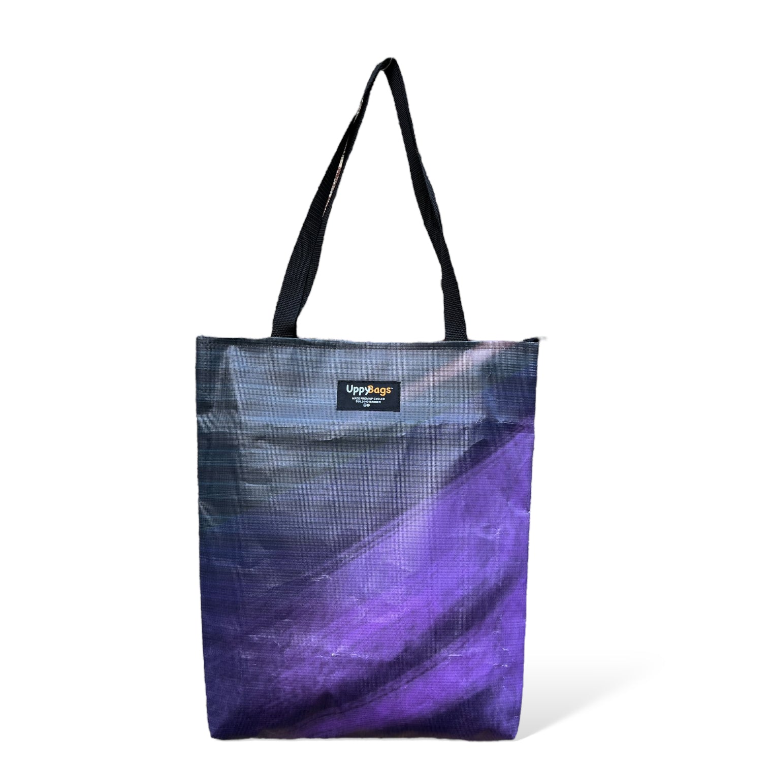 Recycled from scaffold banner tote bag with print