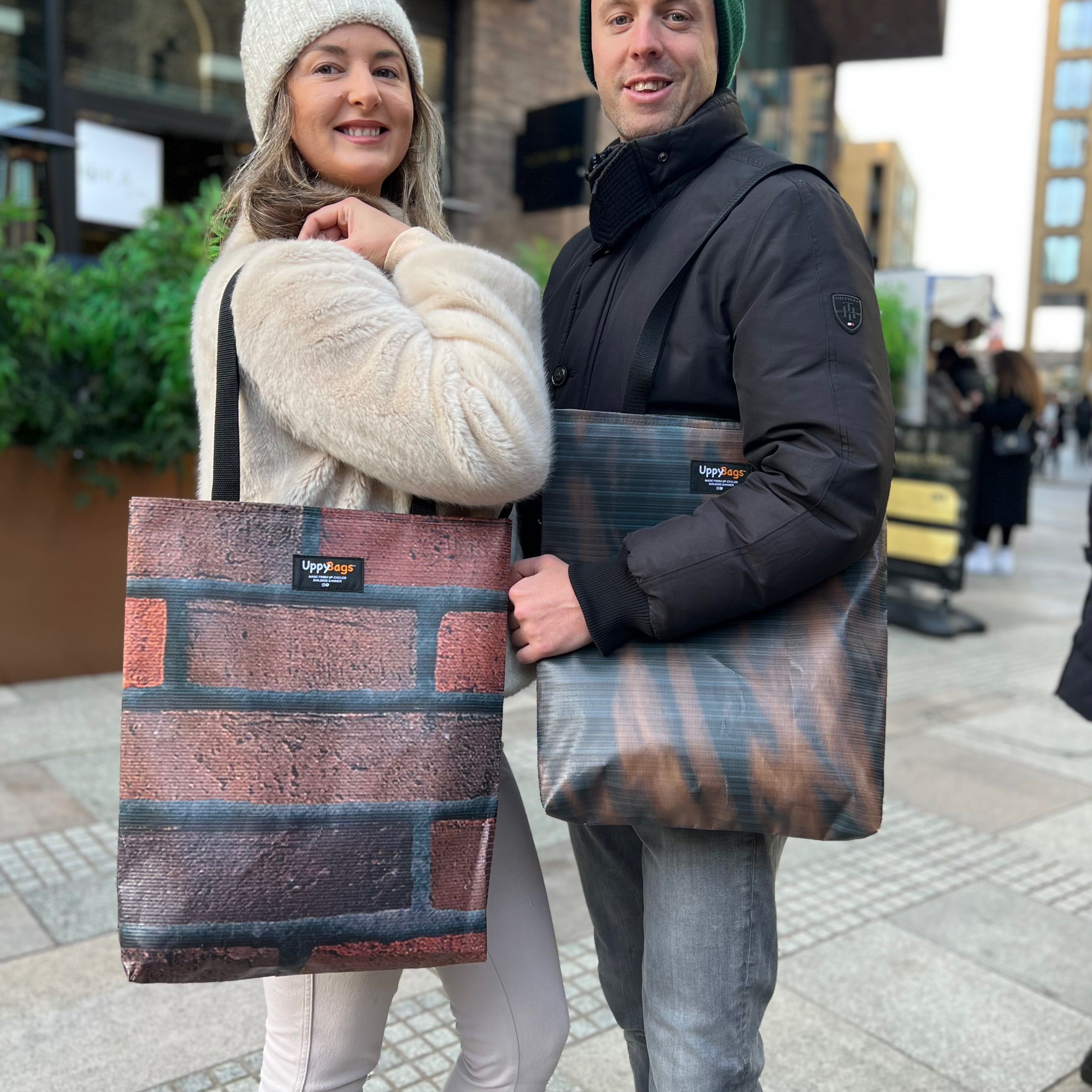 Recycled material tote bag, made of scaffold hoarding tote bag