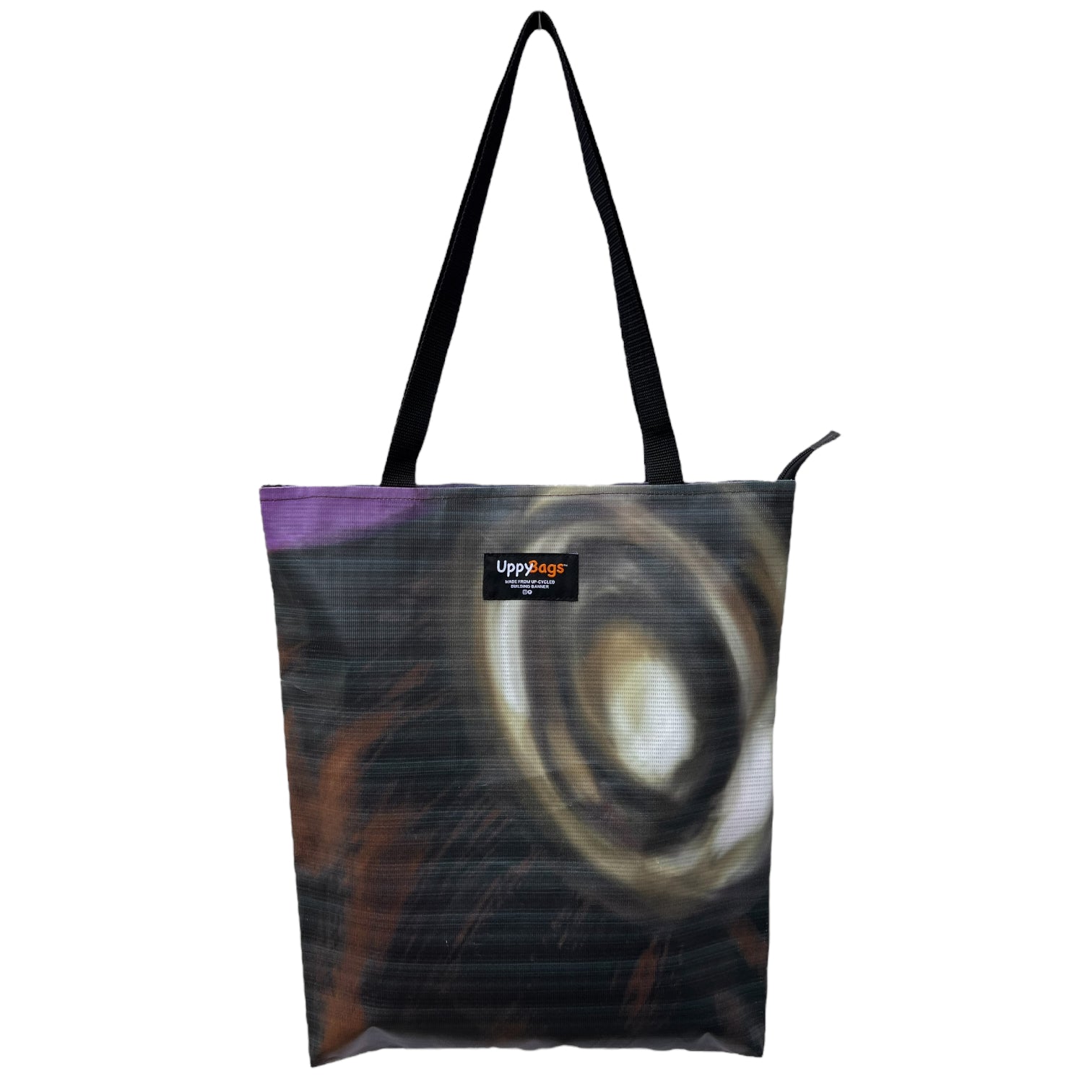 Recycled from scaffold banner tote bag with print