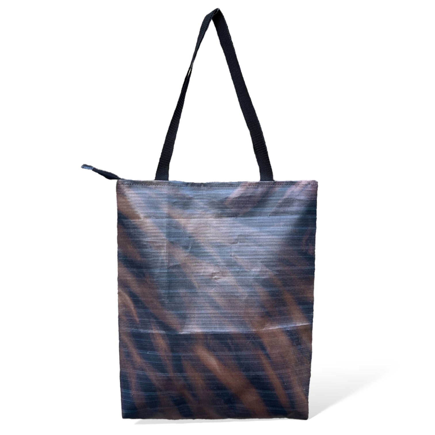 Recycled from scaffold banner tote bag with print