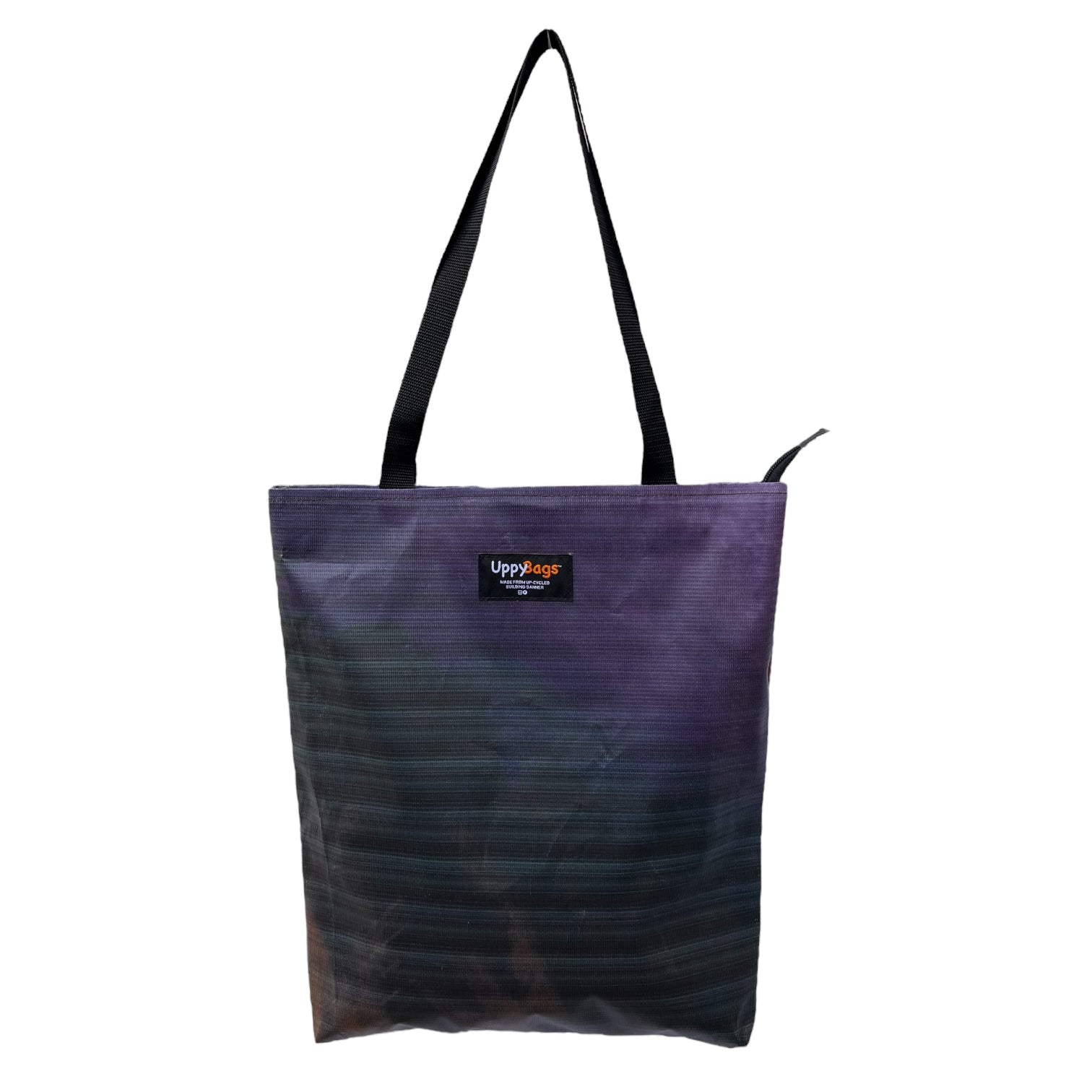 Recycled from scaffold banner tote bag with print