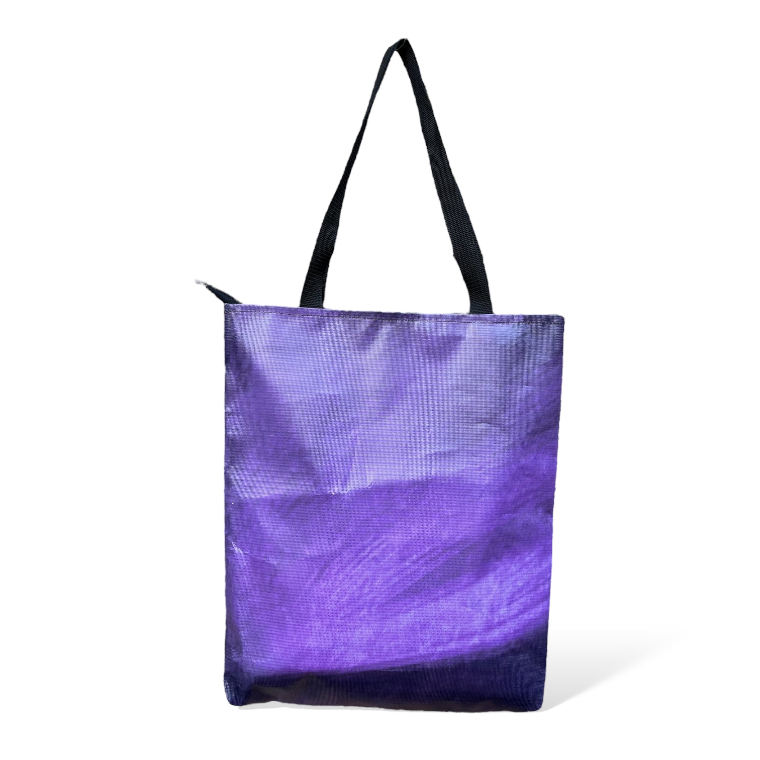 Recycled from scaffold banner tote bag with print 