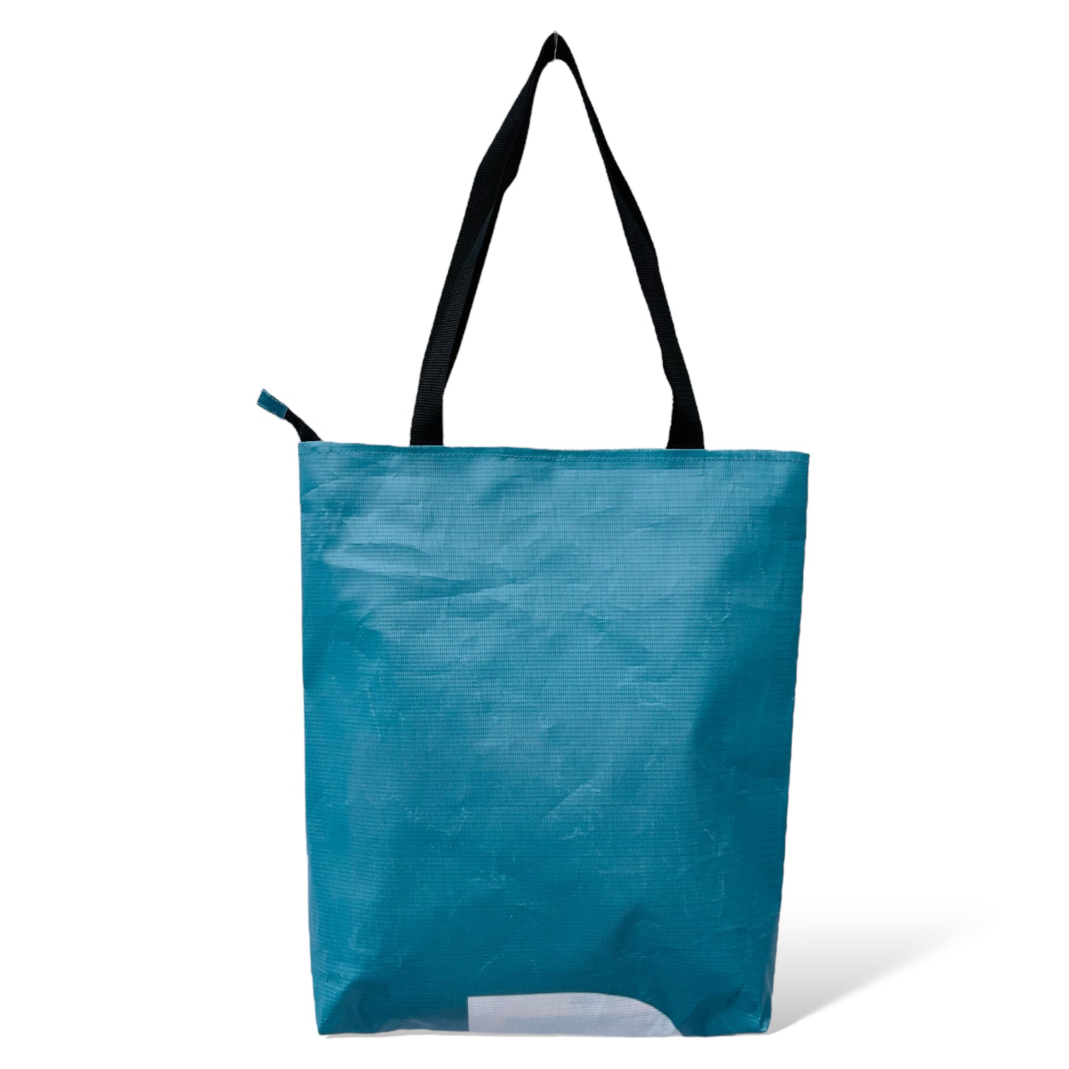 Recycled from building hoarding material tote bag with print and zip tote