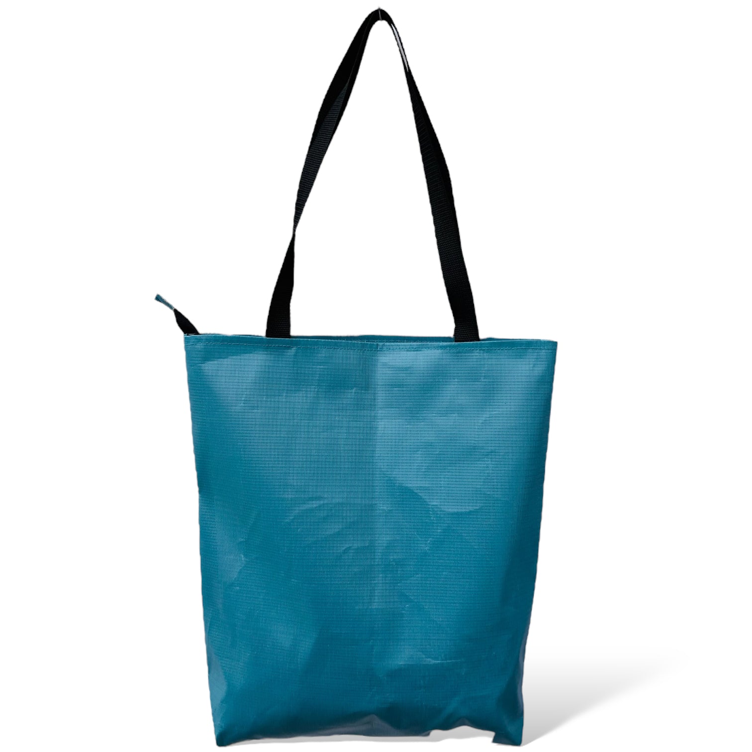 Blue recycled hoarding tote bags zip