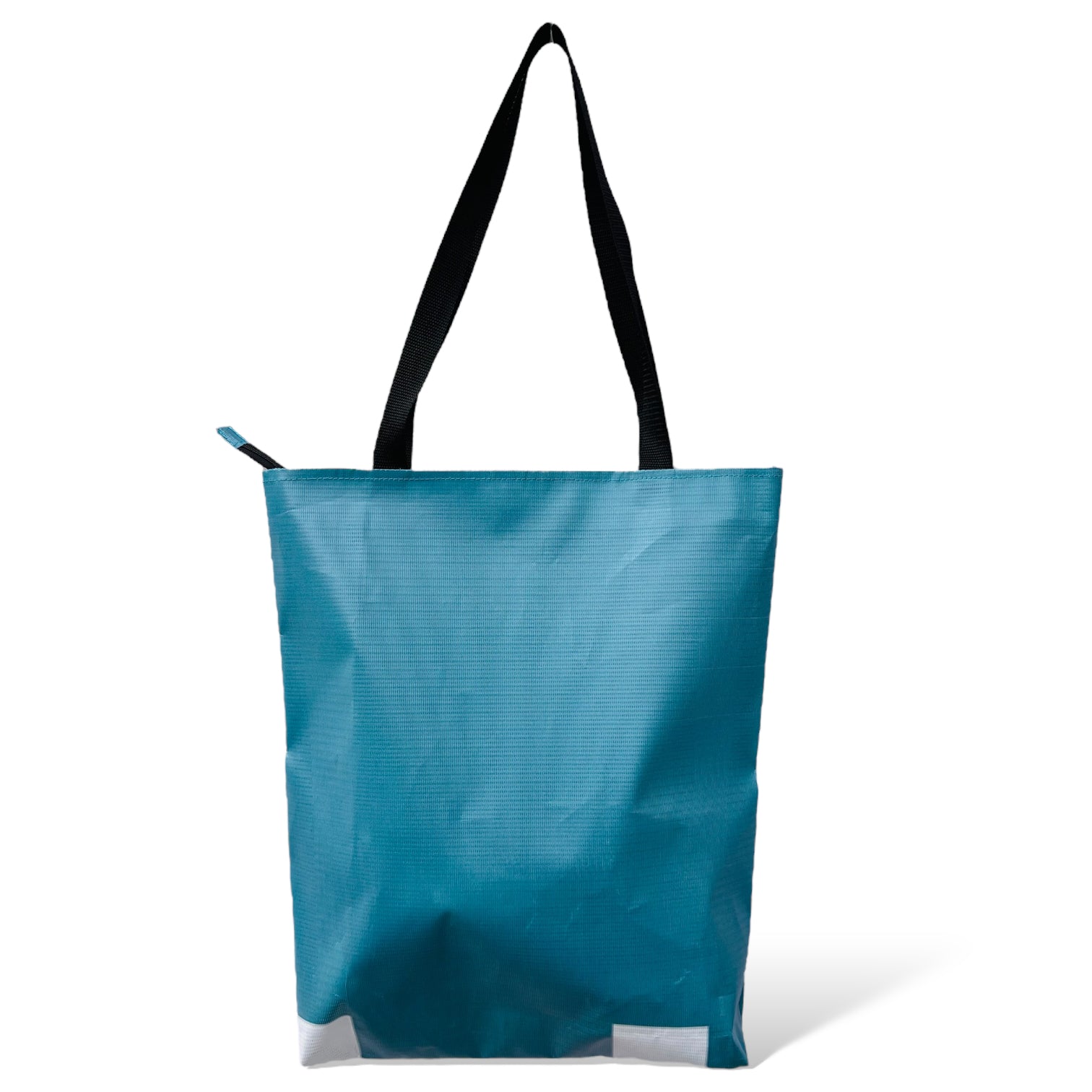 Recycled from building hoarding material tote bag with print and zip tote