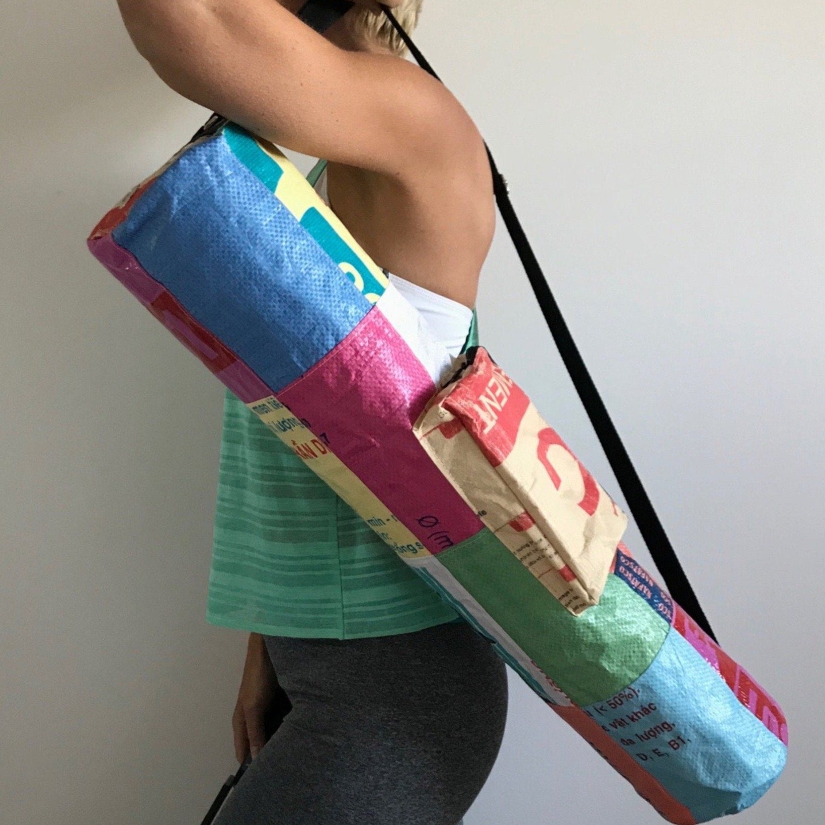 Recycled material yoga bag