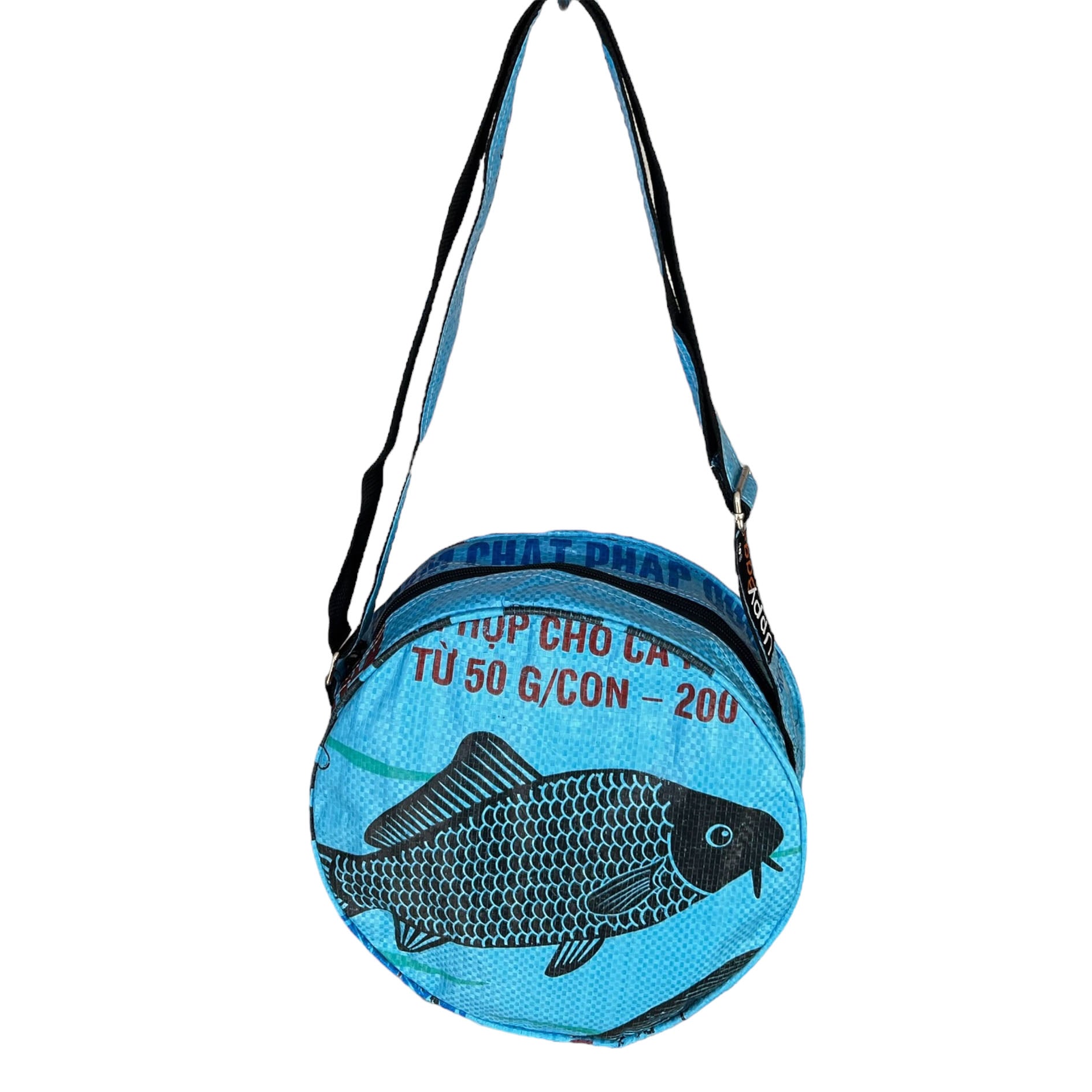 Recycled material shoulder bag UK. Animal print round crossbody bag UK Edit alt text