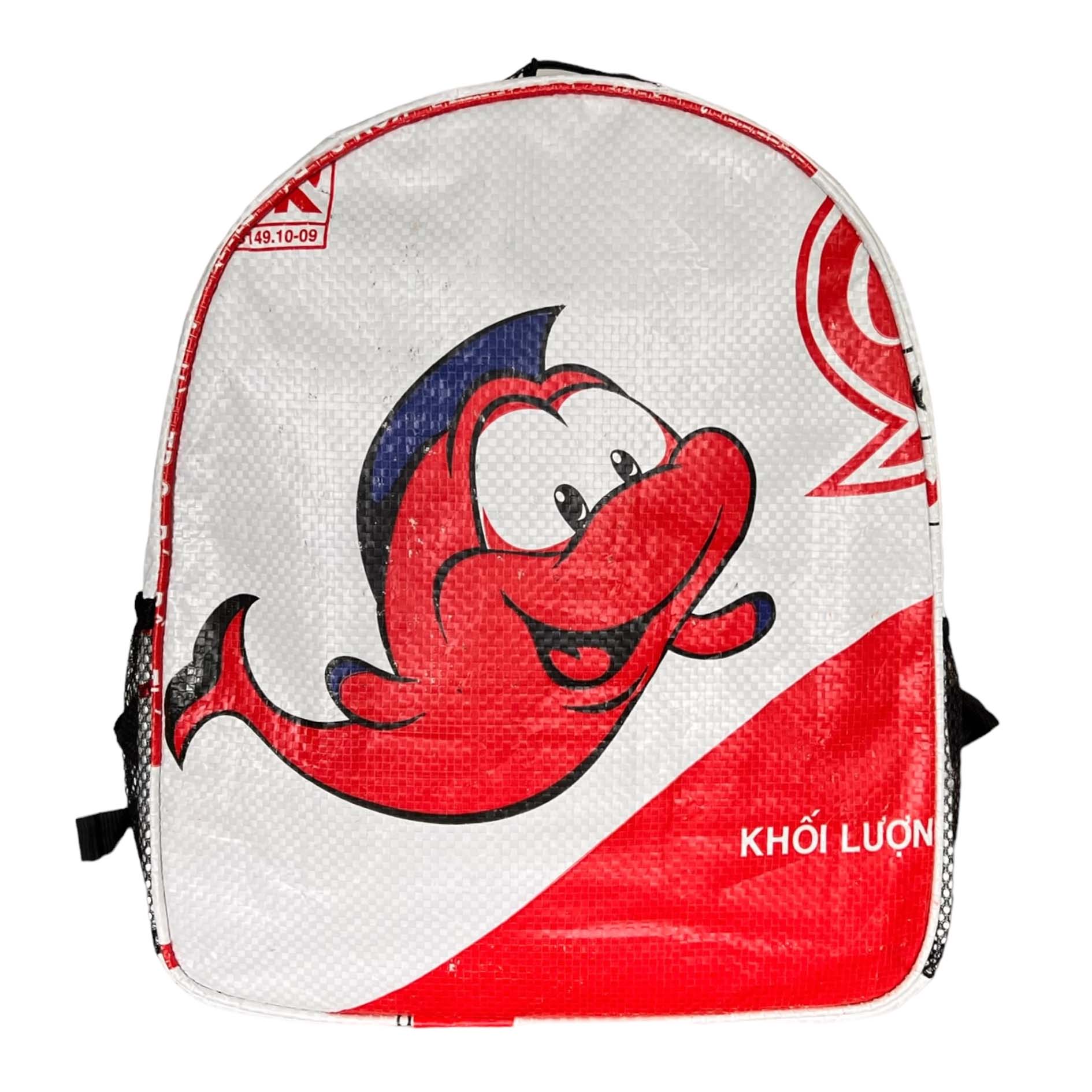 Recycled material small white backpack, recycled material backpack UK.