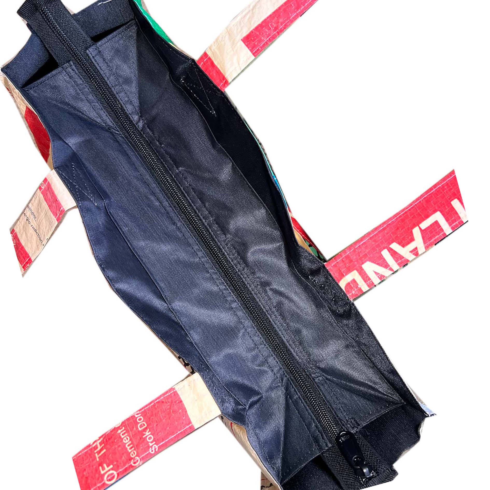 Recycled material multicolour tote bag with zip, recycled material tote bag, eco friendly tote bag UppyBags  Edit alt text