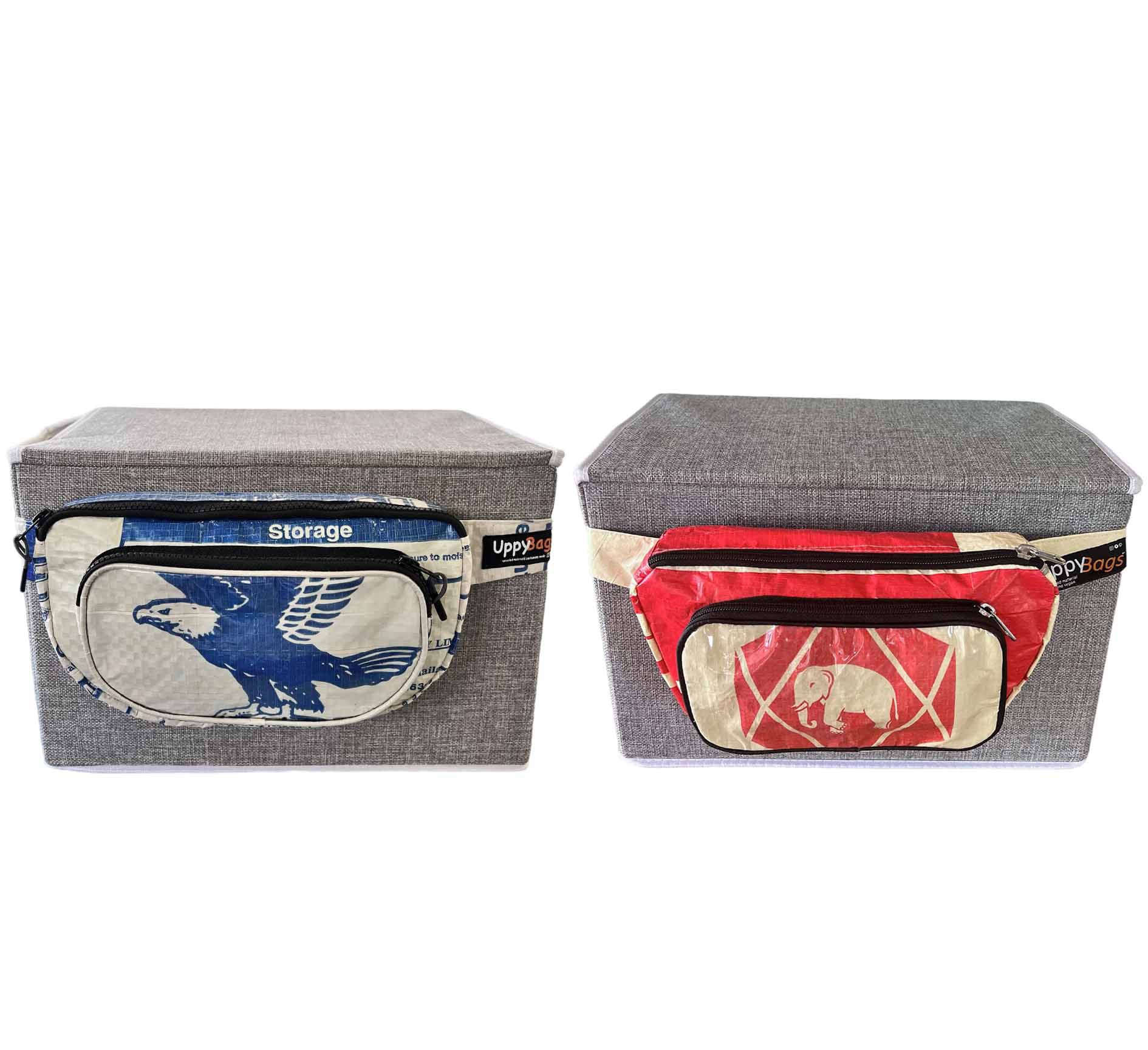 Recycled material funky bumbags. Bumbags with prints