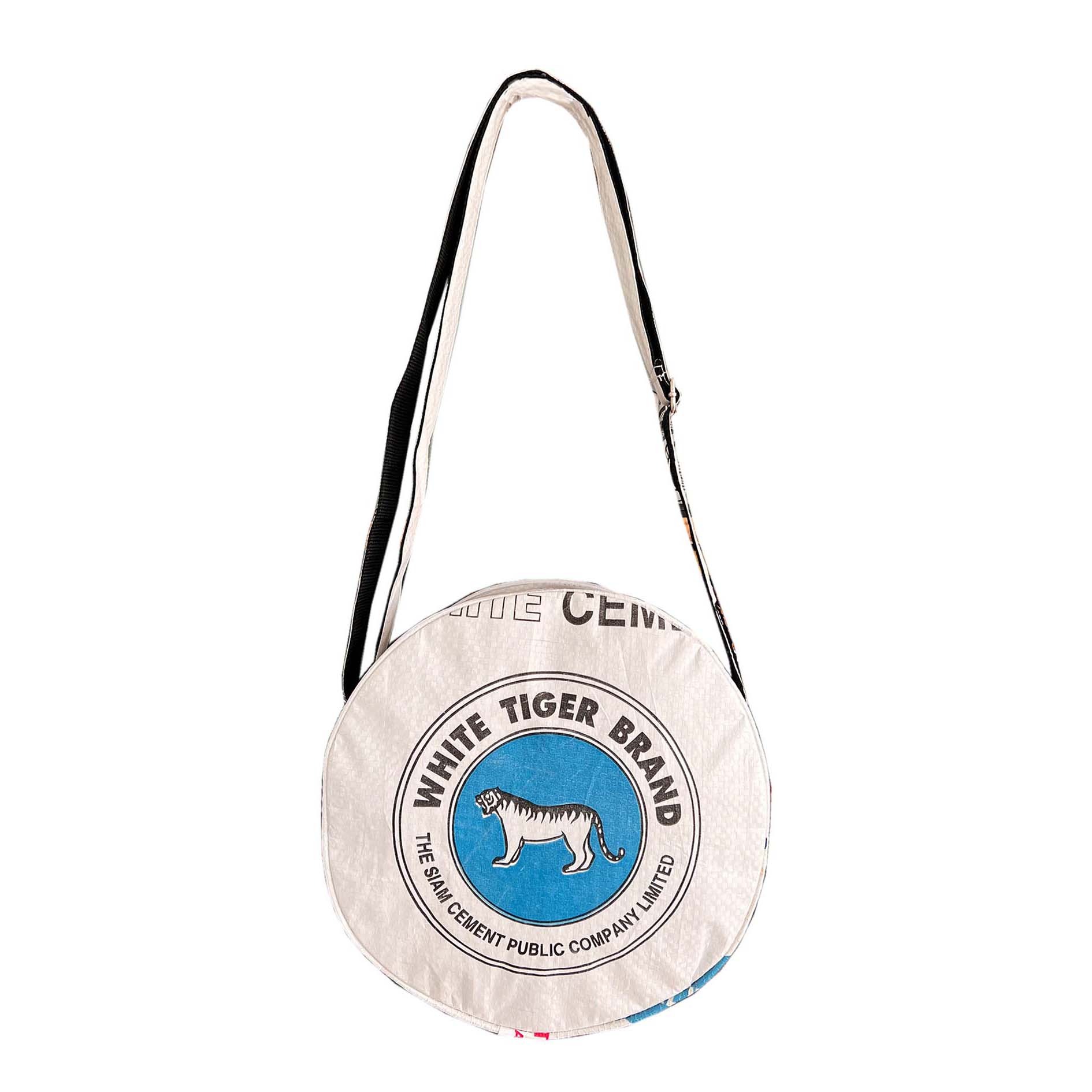 Round crossbody handbag with blue elephant