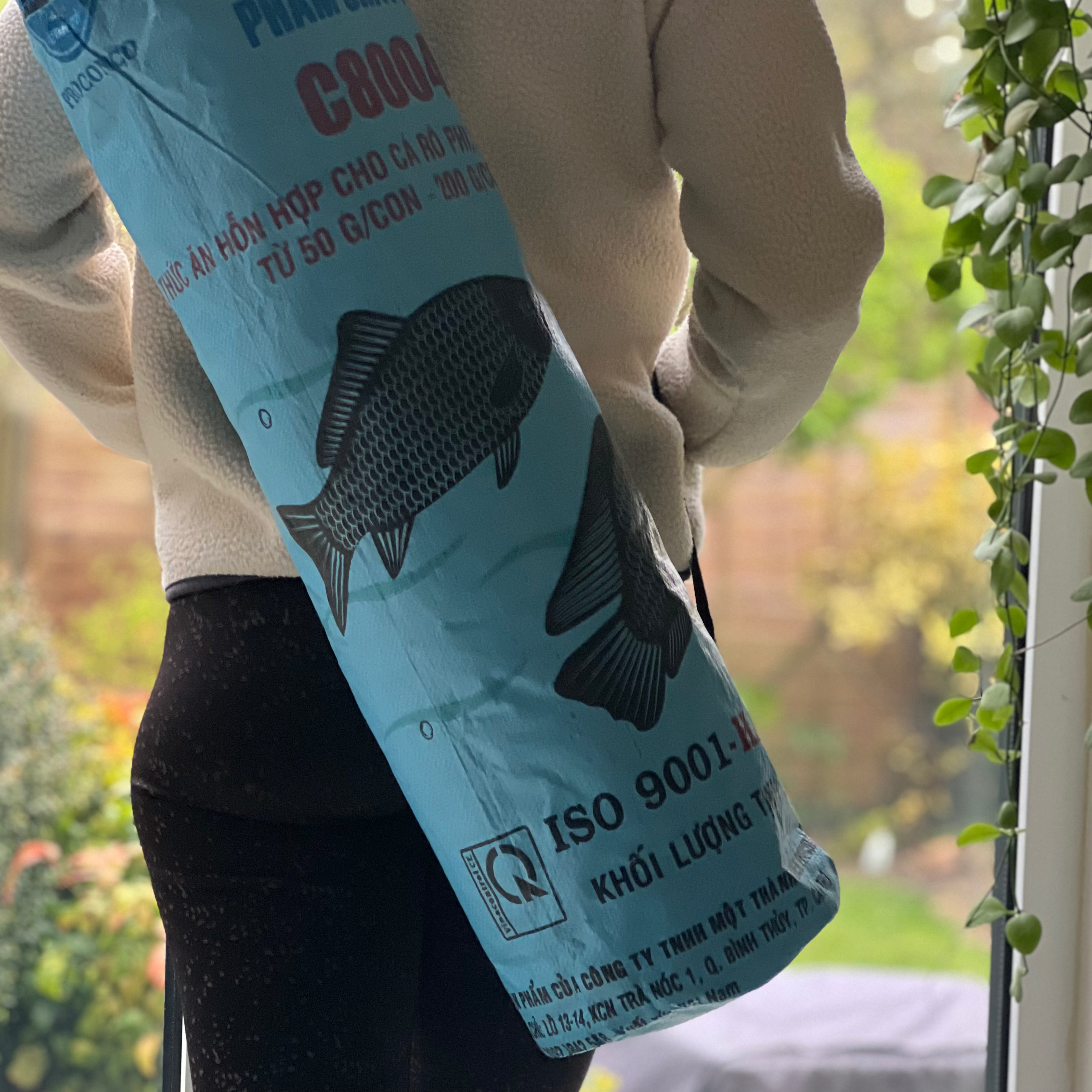Recycled material yoga mat bag