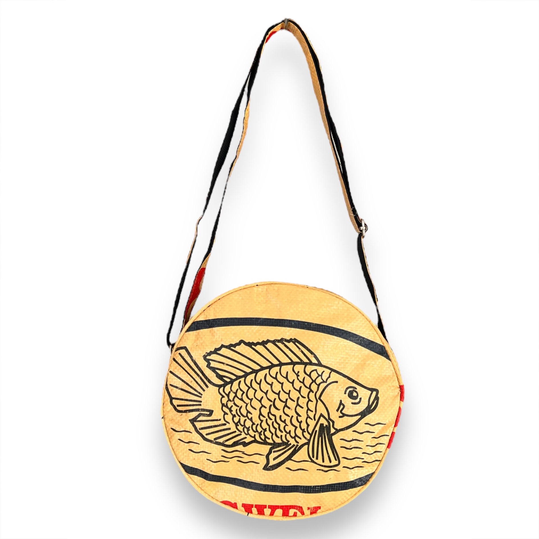 Upcycled materiał crossbody bag with animal print, yellow round crosssbody bag UK