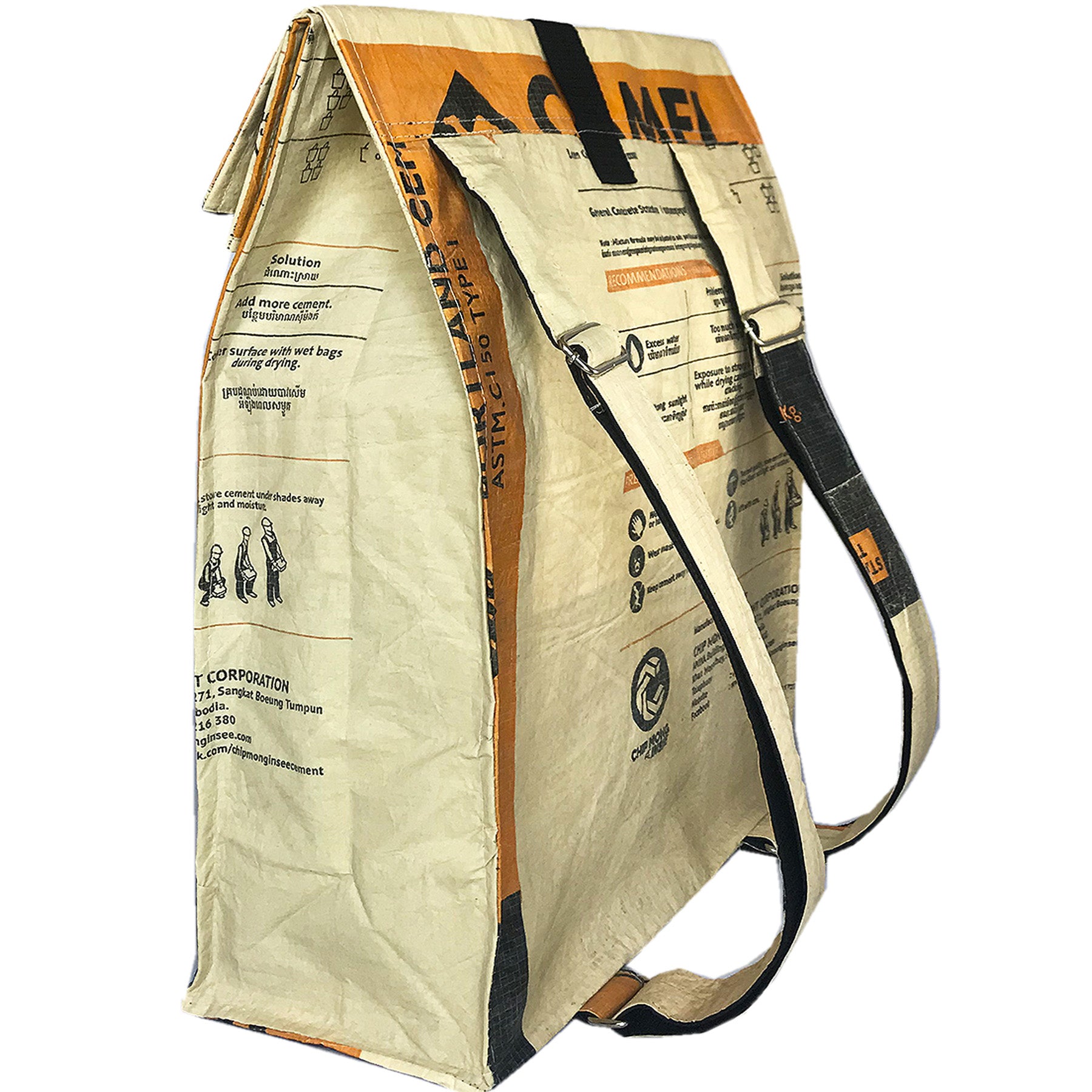 Canvas bag with branding and text on a white background