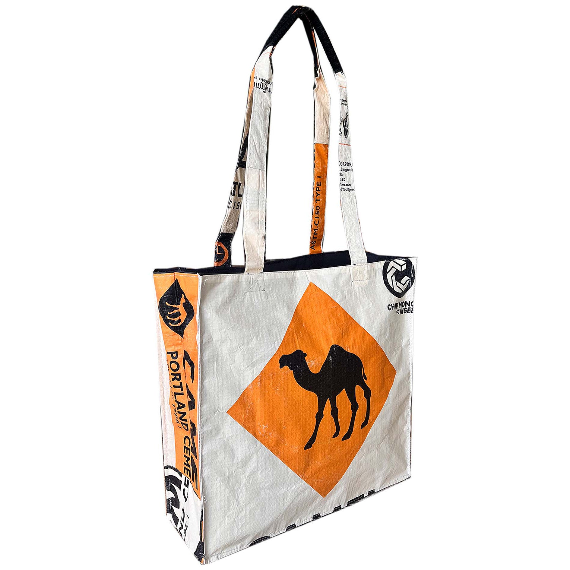RECYCLED material tote bag with camel print 