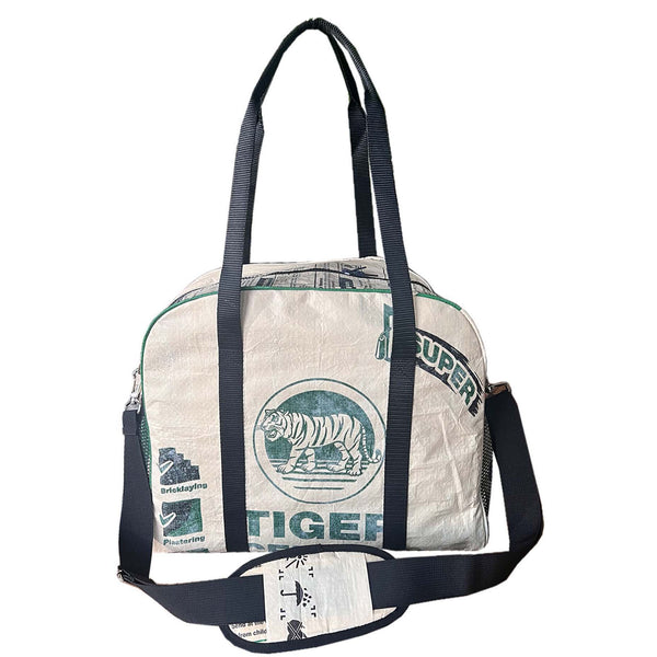 Recycled material gym duffle bag animal print/ tiger print bag
