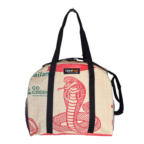 Recycled material gym bag with animal print. Cobra print gym bag