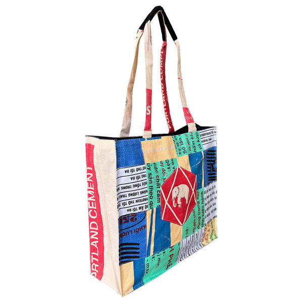 Recycled material multicolour tote bag with zip, recycled material tote bag, eco friendly tote bag UppyBags  Edit alt text