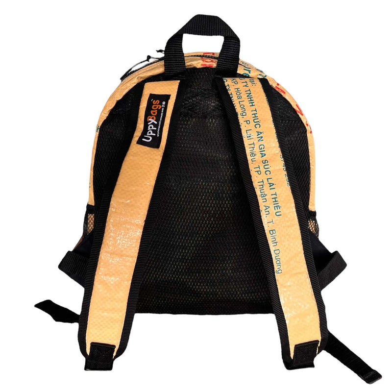 Small recycle material backpack, recycled from cement bags funky backpack UppyBags fish print  Edit alt text