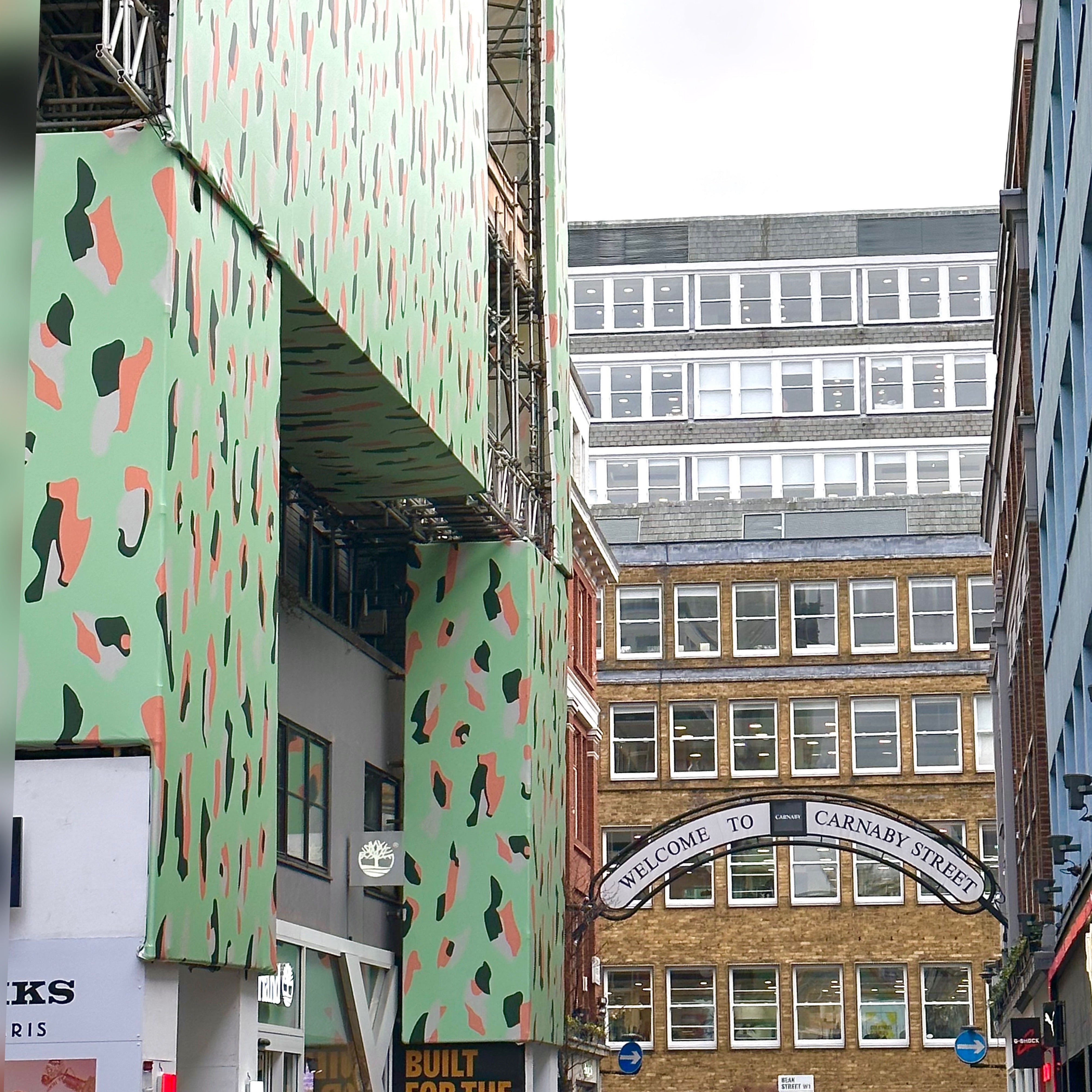 banner on the building in  London