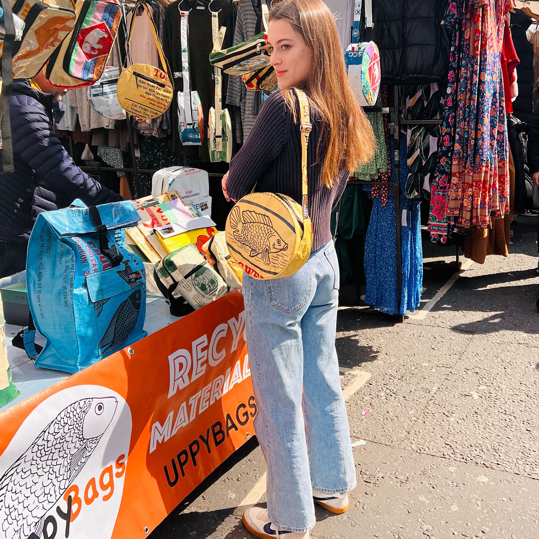 UPCYCLED MATERIALROUND BAG ANIMAL PRINT BAG UK